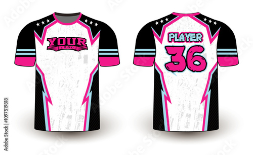 All sports player jersey design with an elegant edgy and wild look. Sports gear template mockup perfect fit for all sports. The designs that go on casual wear, shirts, fashion apparel, and all kind 