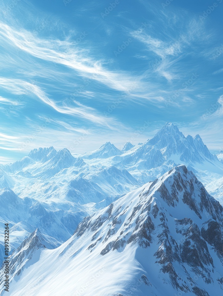 Obraz premium Snow-Covered Mountain Landscape