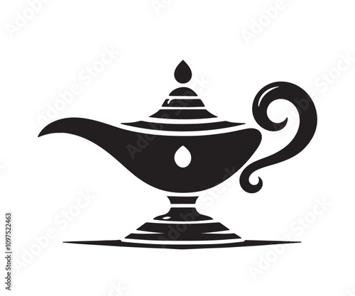 Aladdin lamp silhouette vector illustration on white background