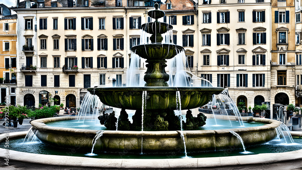 Fototapeta premium Unique fountain design, European fountain design, beautiful fountain, ai generated