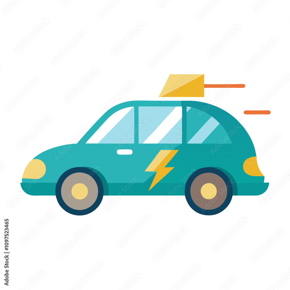 Naklejka premium electric car clipart cartoon Illustration drawing