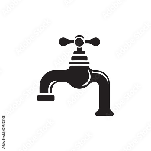 water faucet silhouette vector illustration