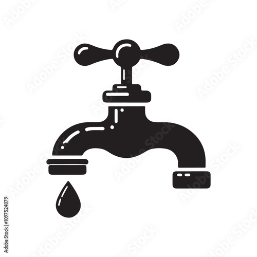 water faucet silhouette vector illustration