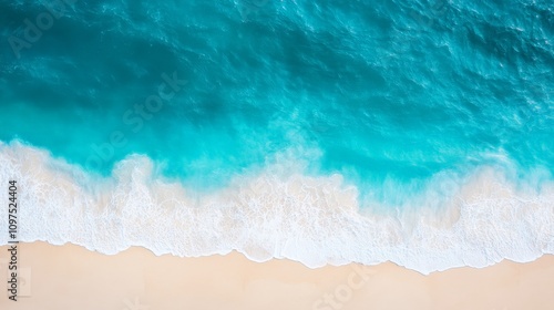 Ocean Wave Breaking on Sandy Beach 