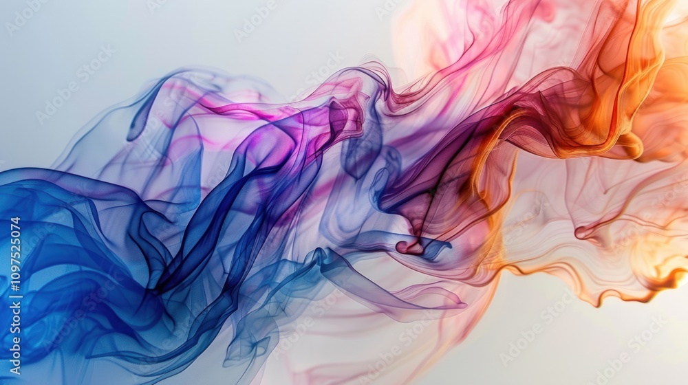 A colorful abstract digital image with movement on a white background. A colorful abstract digital image with movement on a white background.