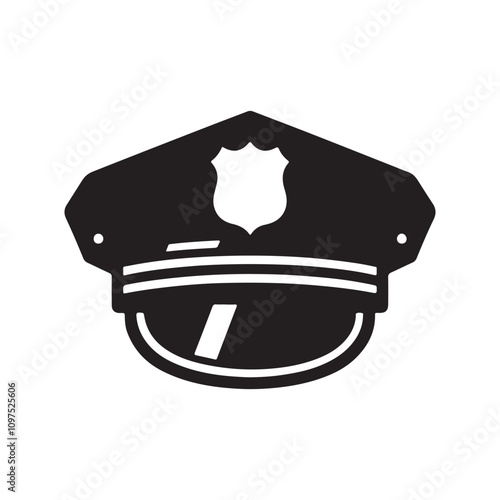 police uniform cap silhouette vector illustration