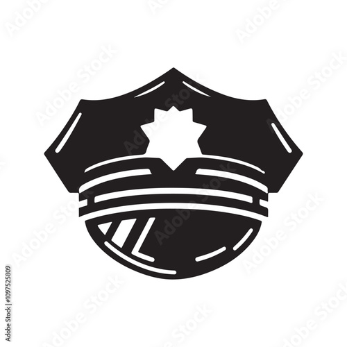 police uniform cap silhouette vector illustration