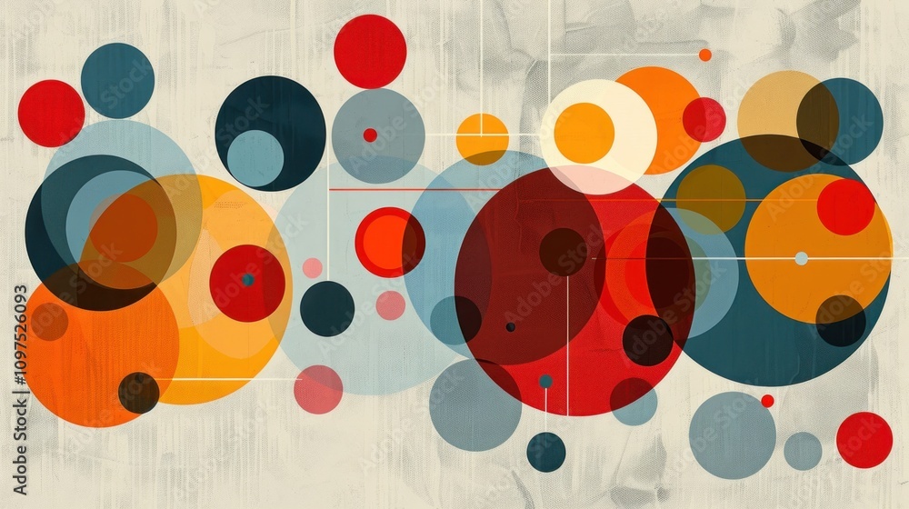 A colorful pattern of circles and curves arranged in a balanced pattern on a gray background. A colorful pattern of circles and curves arranged in a balanced pattern on a gray background.