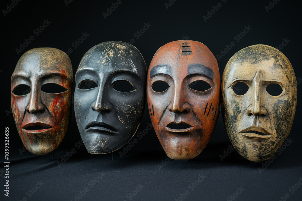 masks on black background masks on black background