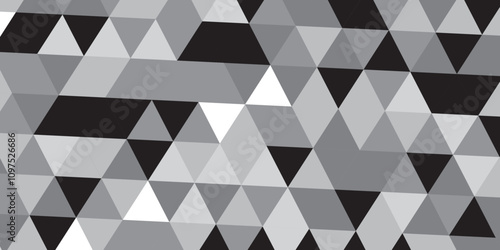 Seamless abstract black and gray stripe rectangles hexagon type cube geometric pattern. Triangle gray abstract seamless pattern. Abstract color Low-Polygones Generative Art background illustration ./