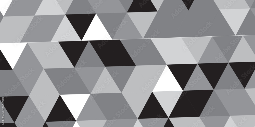 Seamless abstract black and gray stripe rectangles hexagon type cube geometric pattern. Triangle gray abstract seamless pattern. Abstract color Low-Polygones Generative Art background illustration ./ Seamless abstract black and gray stripe rectangles hexagon type cube geometric pattern. Triangle gray abstract seamless pattern. Abstract color Low-Polygones Generative Art background illustration ./