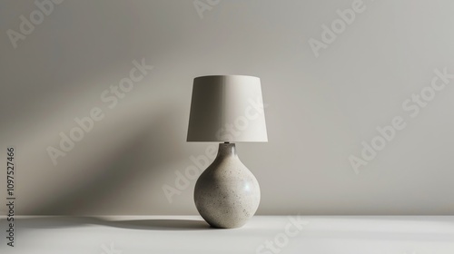 A light gray table lamp on a clean white background in a minimalist style.