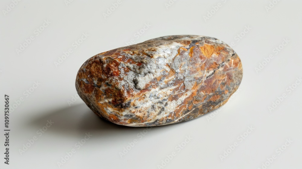 A small natural stone is simply arranged on a white background. A small natural stone is simply arranged on a white background.