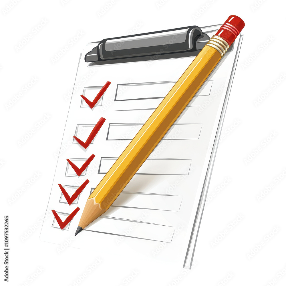Detailed Checklist Icon with Pencil for Planning and Organization Detailed Checklist Icon with Pencil for Planning and Organization