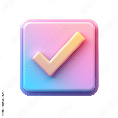 Soft Pastel Colored Check Mark Square Icon for Digital Interface Design