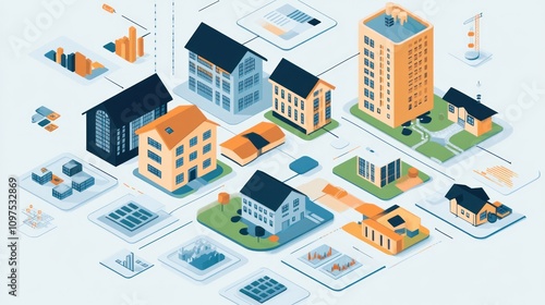 Wallpaper Mural Isometric Illustration of Smart City Real Estate Development and Management Torontodigital.ca