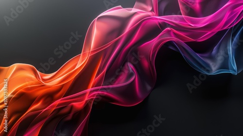 Abstract colorful curves blurred on a simple black background"