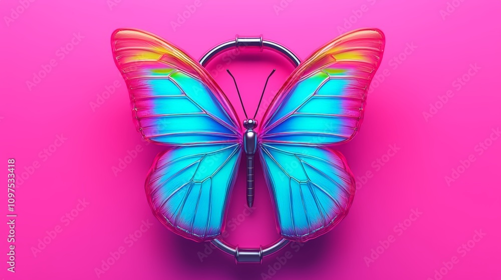 Fototapeta premium Ethereal Glass Butterfly Emerging from a Glowing Cocoon