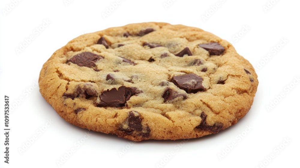 A perfectly baked chocolate chip cookie with golden edges and melty chocolate chunks, Each cookie’s warm brown color and subtle imperfections captured with precision A perfectly baked chocolate chip cookie with golden edges and melty chocolate chunks, Each cookie’s warm brown color and subtle imperfections captured with precision