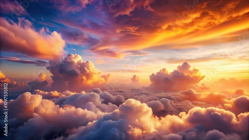 Golden Hour Above a Sea of Clouds An Aerial View of Dramatic Sunset Colors