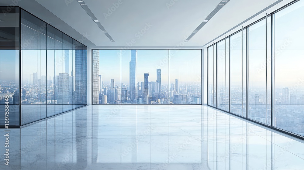 Modern Office Space with Panoramic City View Modern Office Space with Panoramic City View