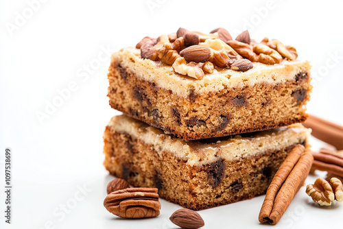 Cake with nuts on white background