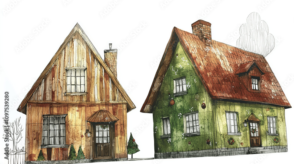 Charming Hand-Drawn Houses: A Visual Delight Charming Hand-Drawn Houses: A Visual Delight