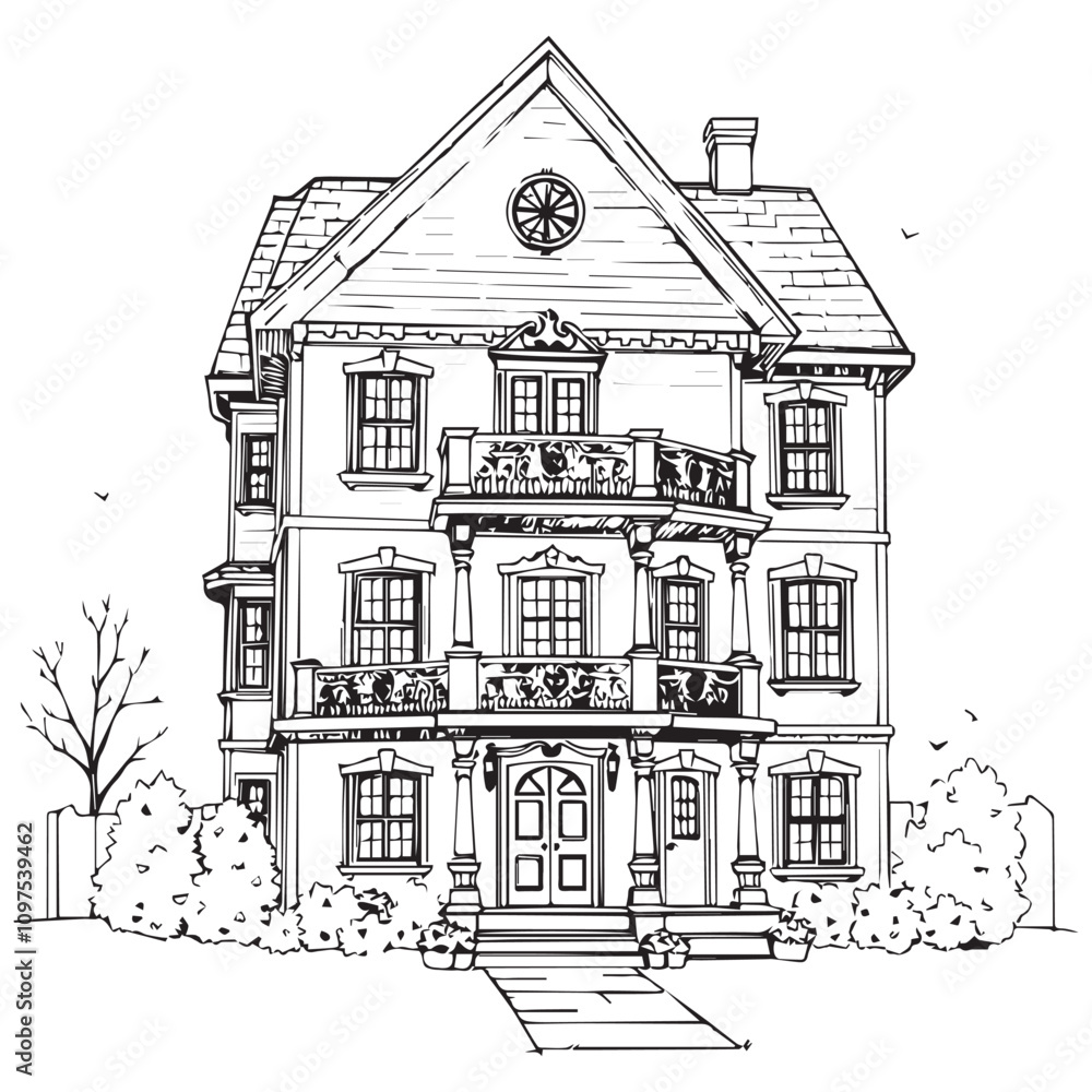 House design, coloring page design House design, coloring page design
