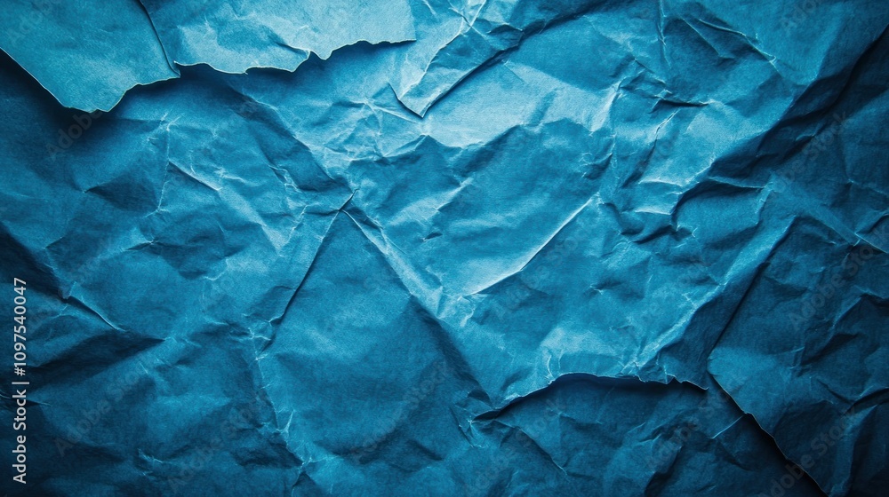 Fototapeta premium Abstract Blue Crumpled Paper Texture Background