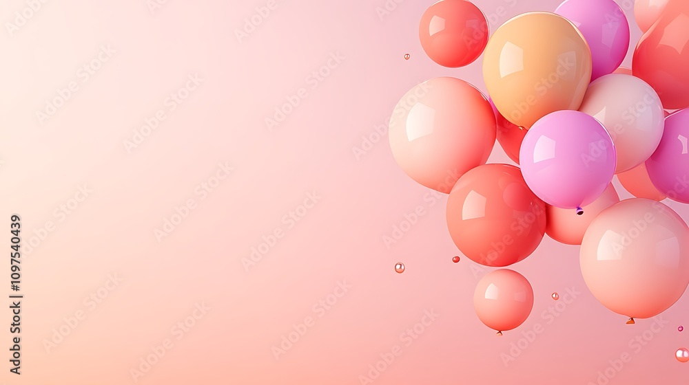 A playful birthday scene with balloons of all sizes floating against a gradient background, leaving room for a birthday message or greeting A playful birthday scene with balloons of all sizes floating against a gradient background, leaving room for a birthday message or greeting
