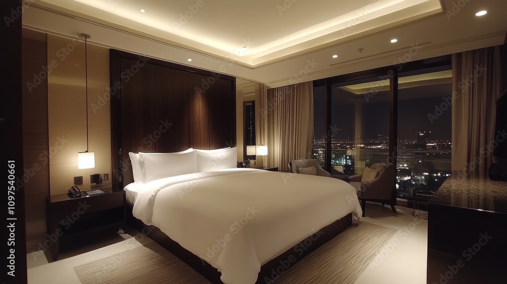 Fototapeta premium Luxury Hotel Room Night View