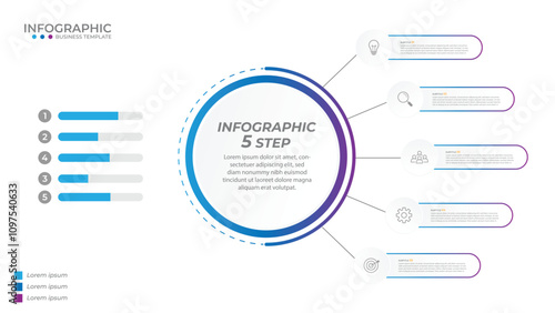 Vector infographic label design with circle infographic template design and 4-5-6 options or steps. Can be used for process diagram, presentations, workflow layout, banner, flow chart, info graph