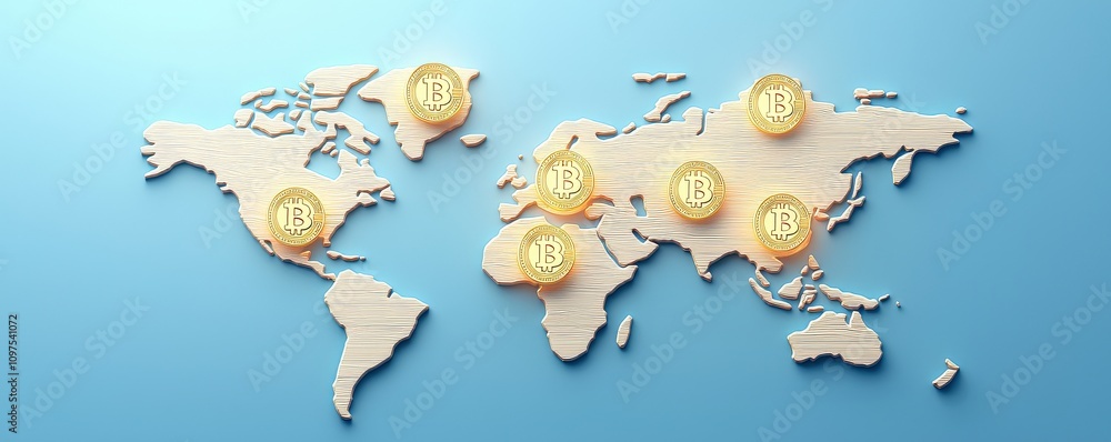 Obraz premium Global cryptocurrency action exploring bitcoin tokens across the digital landscape of finance and innovation
