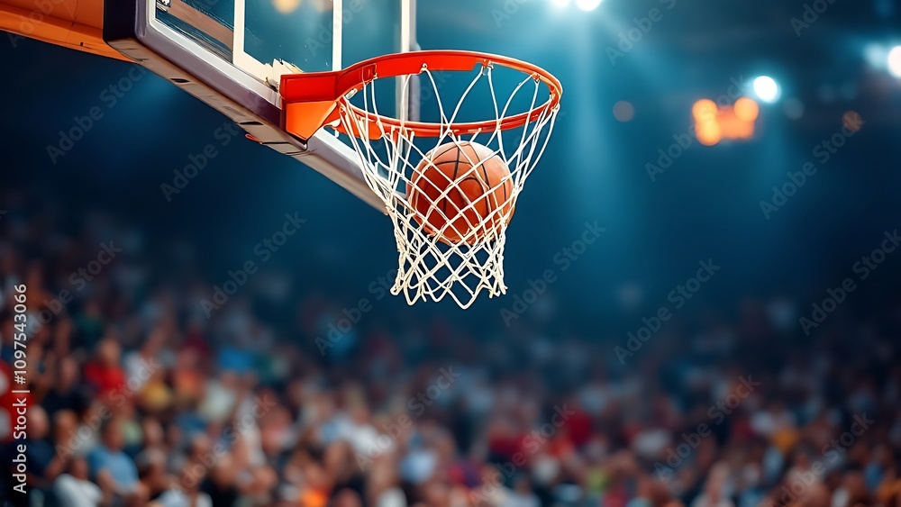 Basketball game ball in hoop Basketball game ball in hoop
