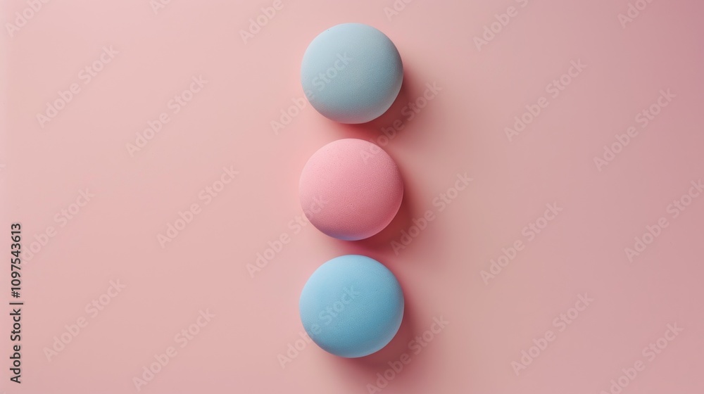 Pink and blue pastel circles stacked on a minimal white background Pink and blue pastel circles stacked on a minimal white background