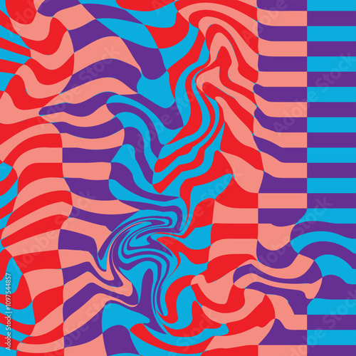 Abstract Poster Design with Optical Illusion Effect. Minimal Psychedelic Cover Page Collection. Bright Wave Lines Background.