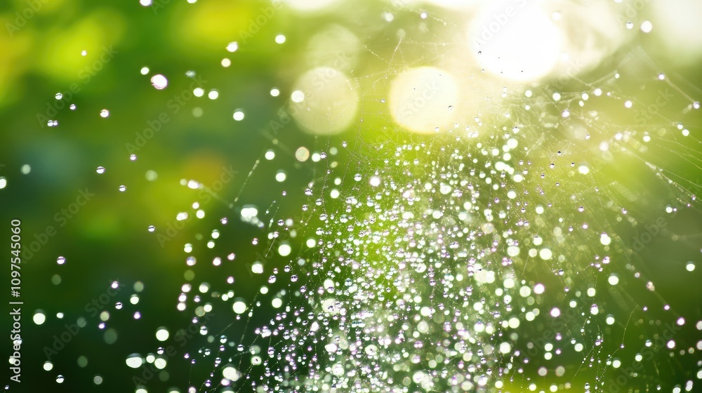 Dew Drops on Spider Web in Morning Light Dew Drops on Spider Web in Morning Light