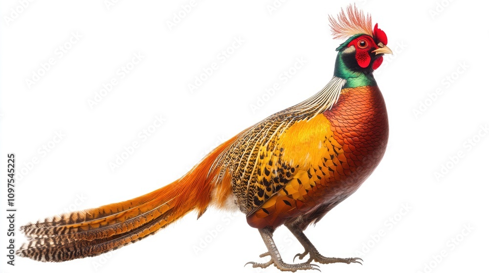 Fototapeta premium Vibrant Male Pheasant on White Background