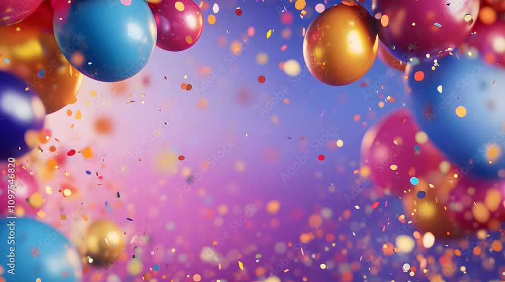 Confetti and Balloons Frame Graduation background Confetti and Balloons Frame Graduation background
