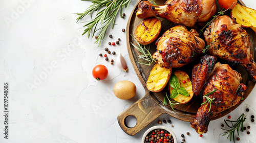 grilled sausages with vegetables