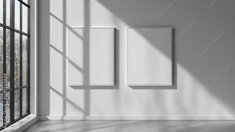 Obraz premium Empty Frames in Sunlit Room