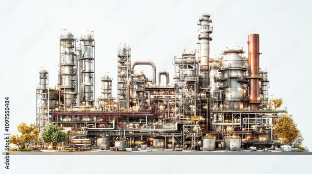 Industrial Complex: A Detailed Rendering of a Modern Refinery Industrial Complex: A Detailed Rendering of a Modern Refinery