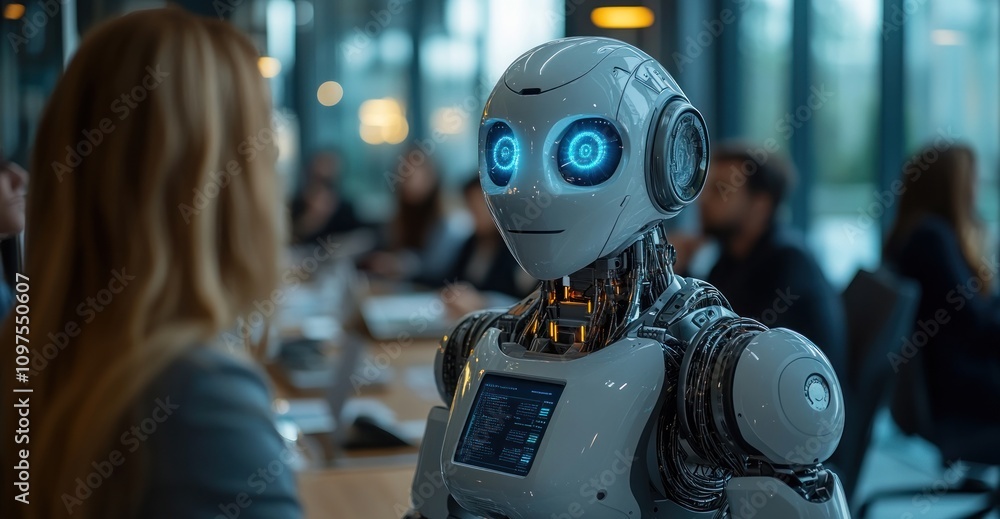 Humanoid Robot in a Modern Office Setting Humanoid Robot in a Modern Office Setting