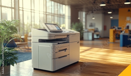 High-Tech Office Printer in Modern Workspace