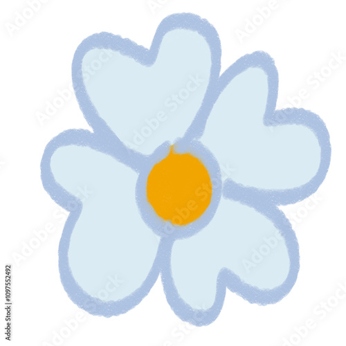 Hand drawn colorful crayon doodle flower