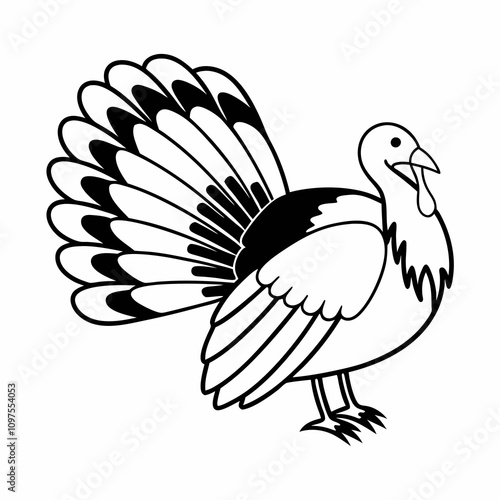 Minimalistic Turkey Hen Outline - Smooth Flow Vector