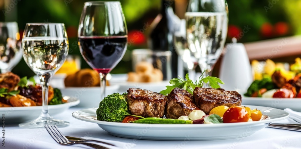 Elegant gourmet food menu displayed on a high-quality white tablecloth for a luxurious dining experience. Elegant gourmet food menu displayed on a high-quality white tablecloth for a luxurious dining experience.