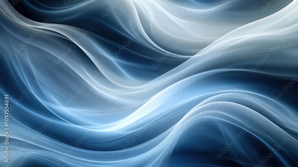 Fototapeta premium Abstract Blue Waves: Serene Digital Art