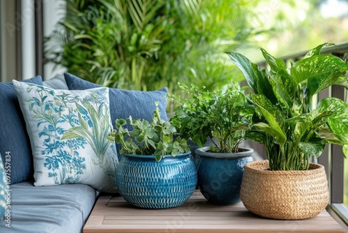 Plants in balcony pots, creating a relaxing oasis in small outdoor spaces 