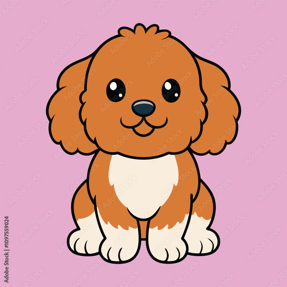 Playful Cavachon Dog Sitting Clipart Illustration Playful Cavachon Dog Sitting Clipart Illustration